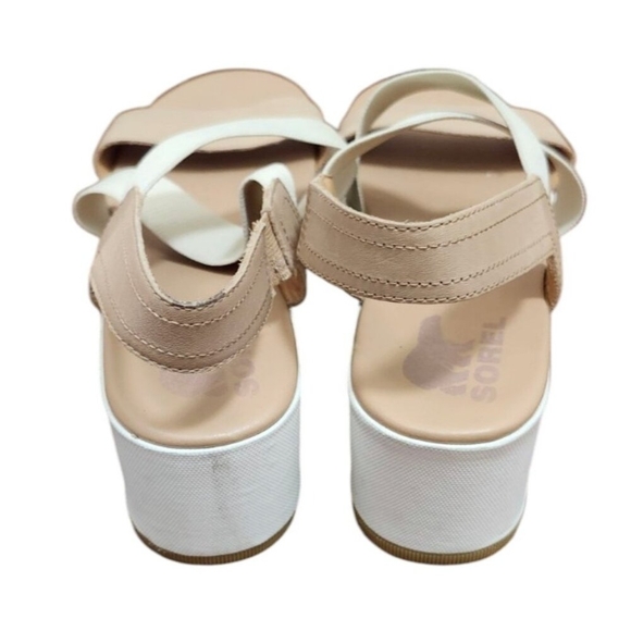 Sorel Cameron Flatform Slingback Sandal Honest Beige Chalk White Size 9.5 - Picture 7 of 11